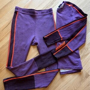 Helly Hansen Kids' Purple and orange merino base layer